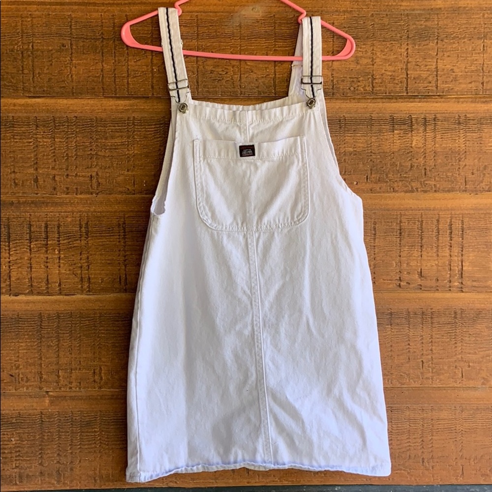 white denim overall skirt
